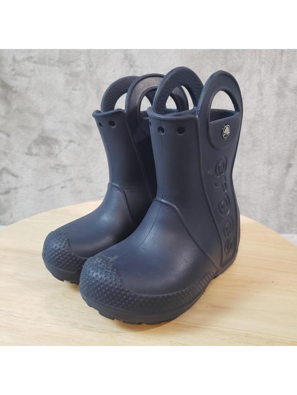 Crocs 12803 Unisex Kids Blue Rubber Pull-On Ankle Rain Boots US 8 (C8)